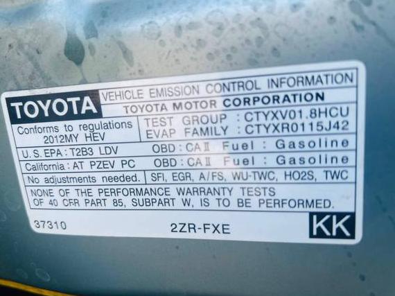 TOYOTA PRIUS PLUG-IN 2012 JTDKN3DPXC3017376 image